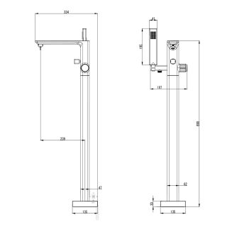 Смеситель для ванны Azario PIANO AZ-208260AB5C